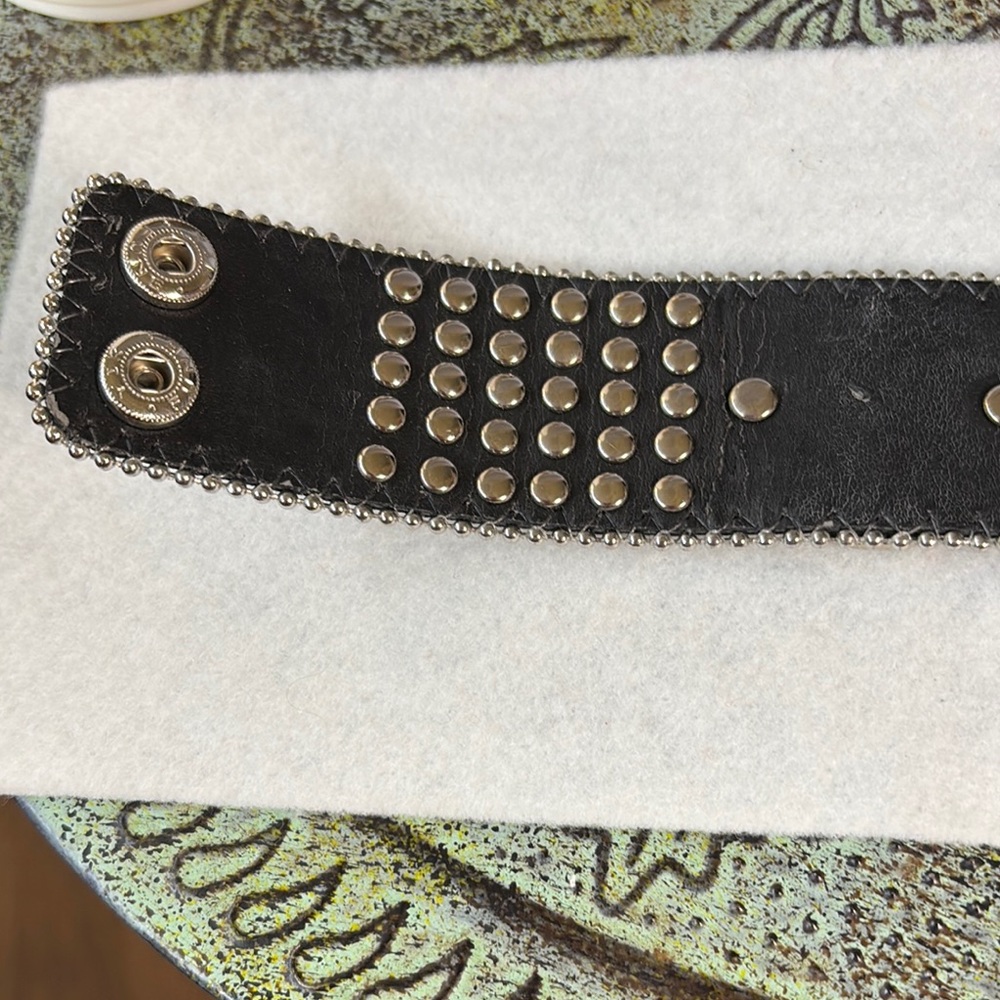 Black Studded Peace Sign Bracelet - Picture 9 of 13